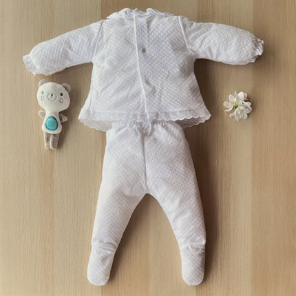 conjunto algodon bebe calamaro blanco polaina