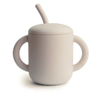 Mug with Handles and Silicone Straw in Sand or Ecru Color