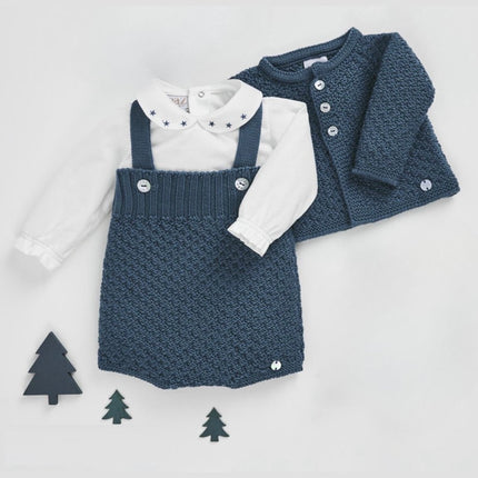 Knitted Baby "Teddy" Overall Set Navy blue - Paz Rodríguez