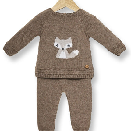 Knitted Sweater and Legging Set for Baby Brown Fox - Paz Rodríguez